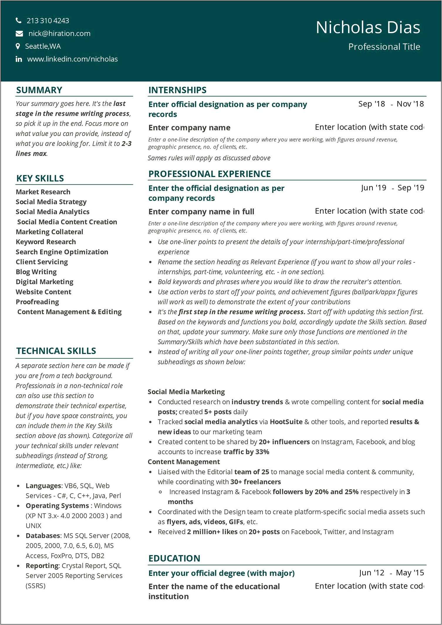 Examples Of Fluff In A Resume