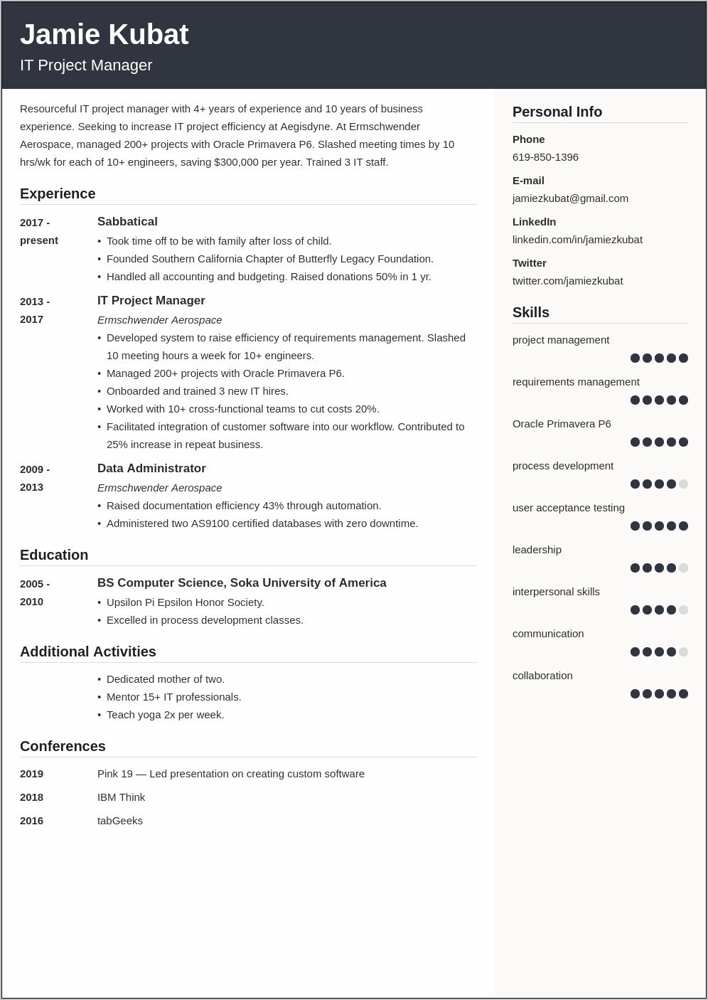 Examples Of Gaps In Employment On A Resume