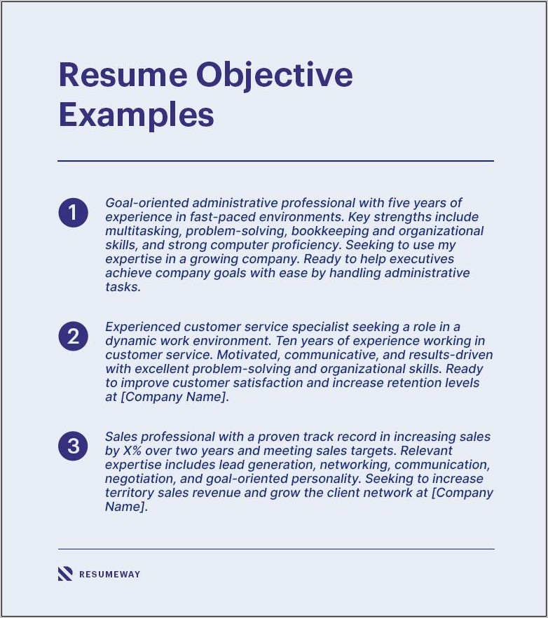 Examples Of General Objectives For A Resume