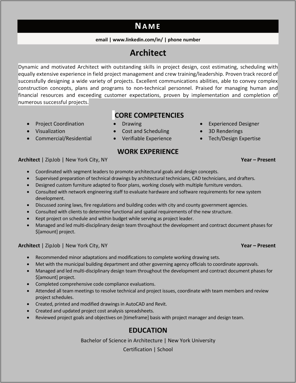 Examples Of Good Architecture Resumes
