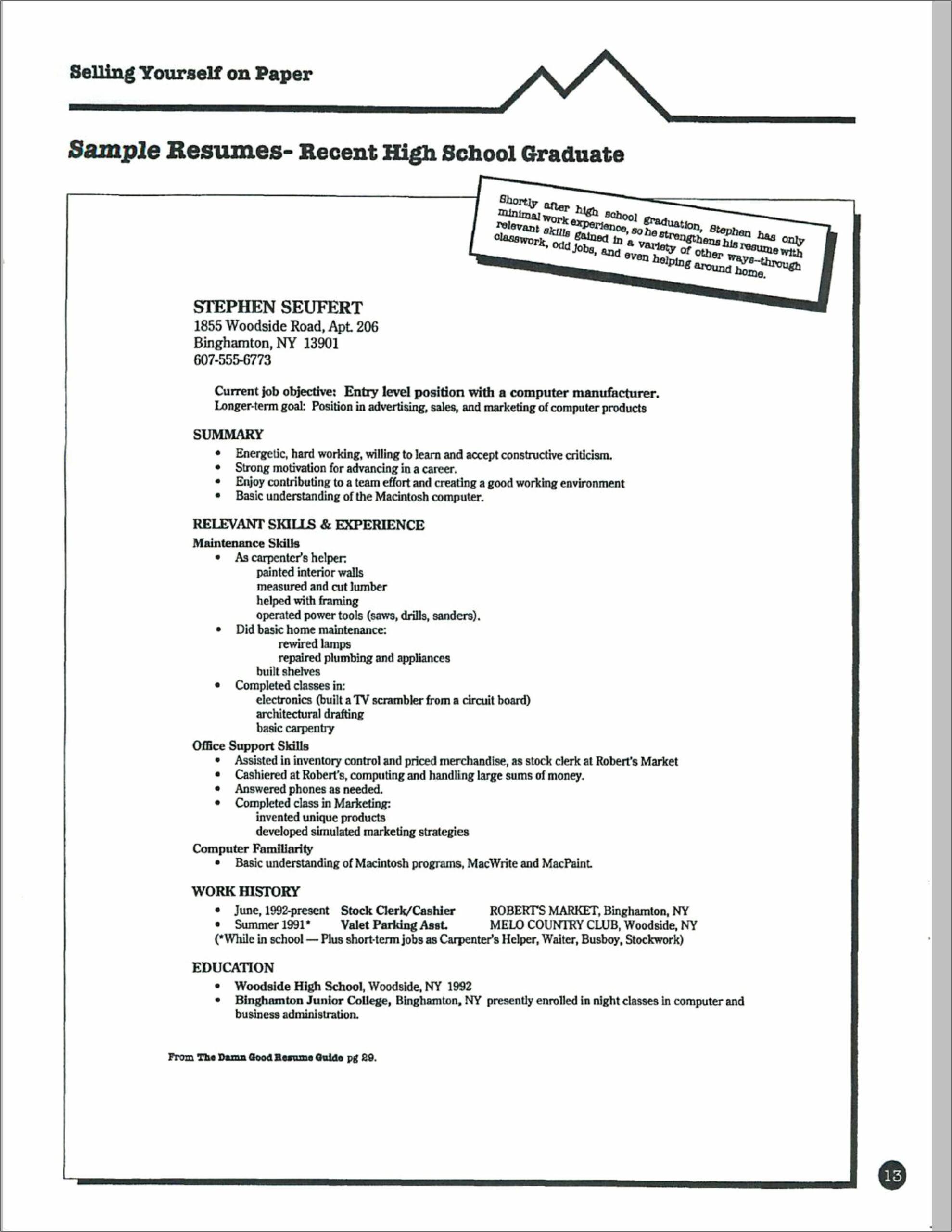 Examples Of Good Resumes For Recent College Graduates