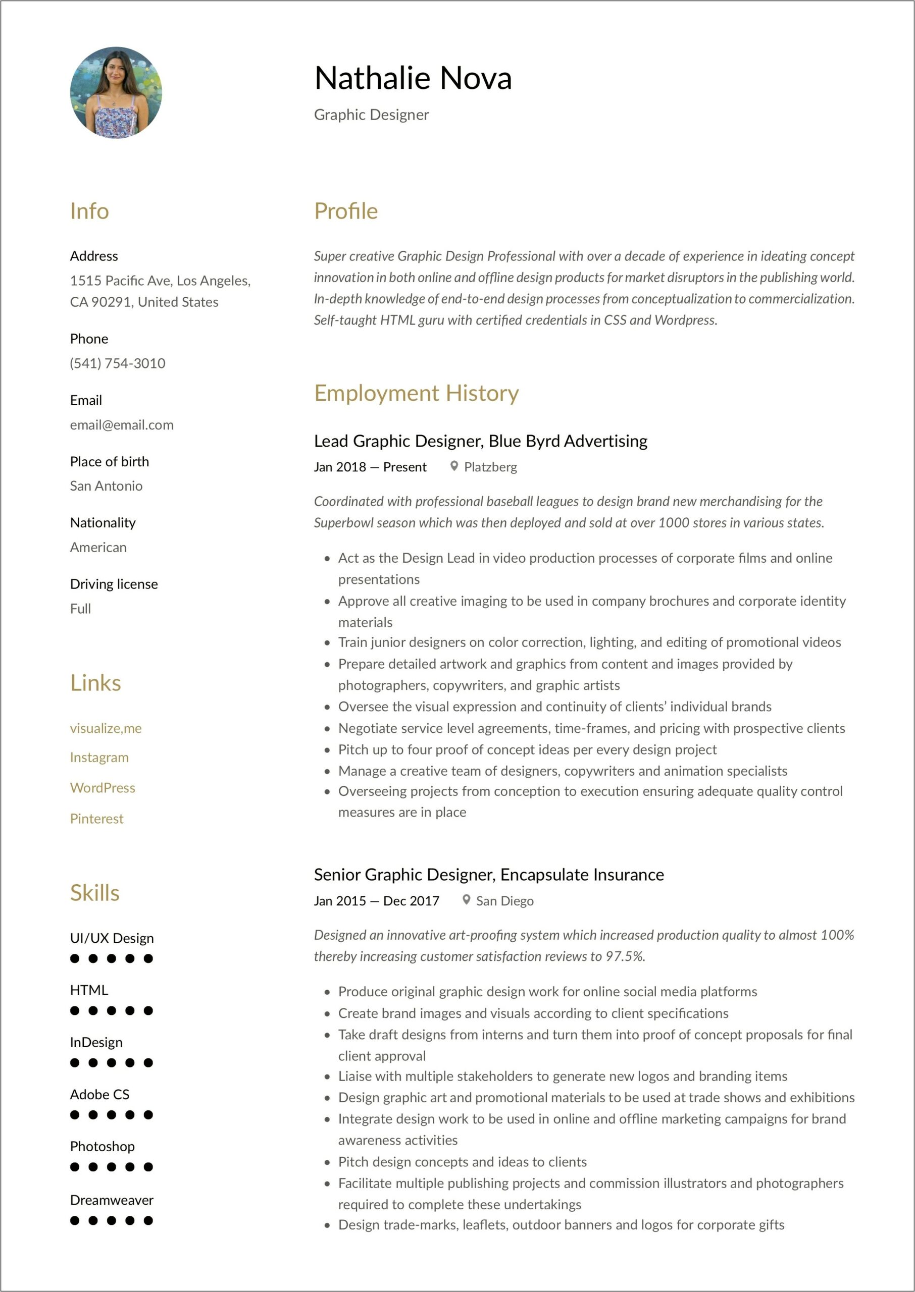 Examples Of Graphic Design Resume Objectives