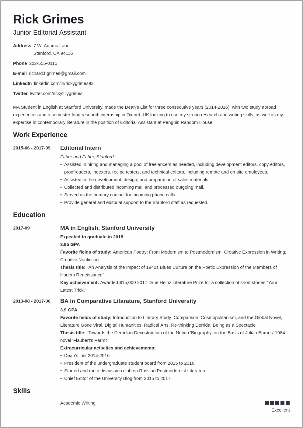 Examples Of Great Note Taking New Job Resume