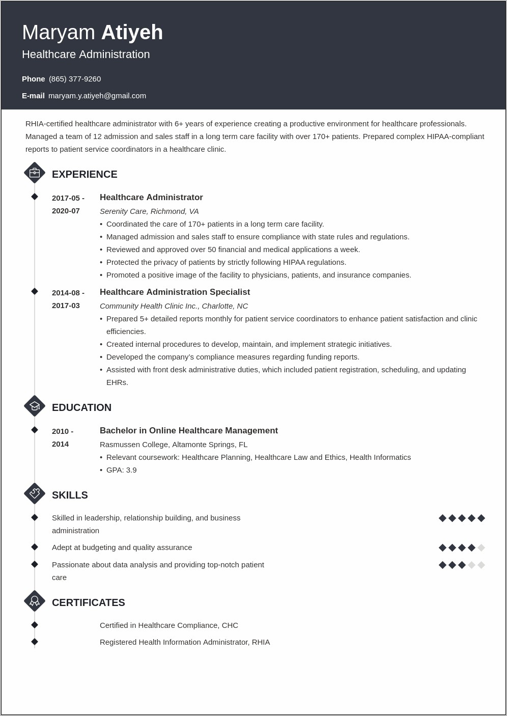 Examples Of Health Information Management Resumes