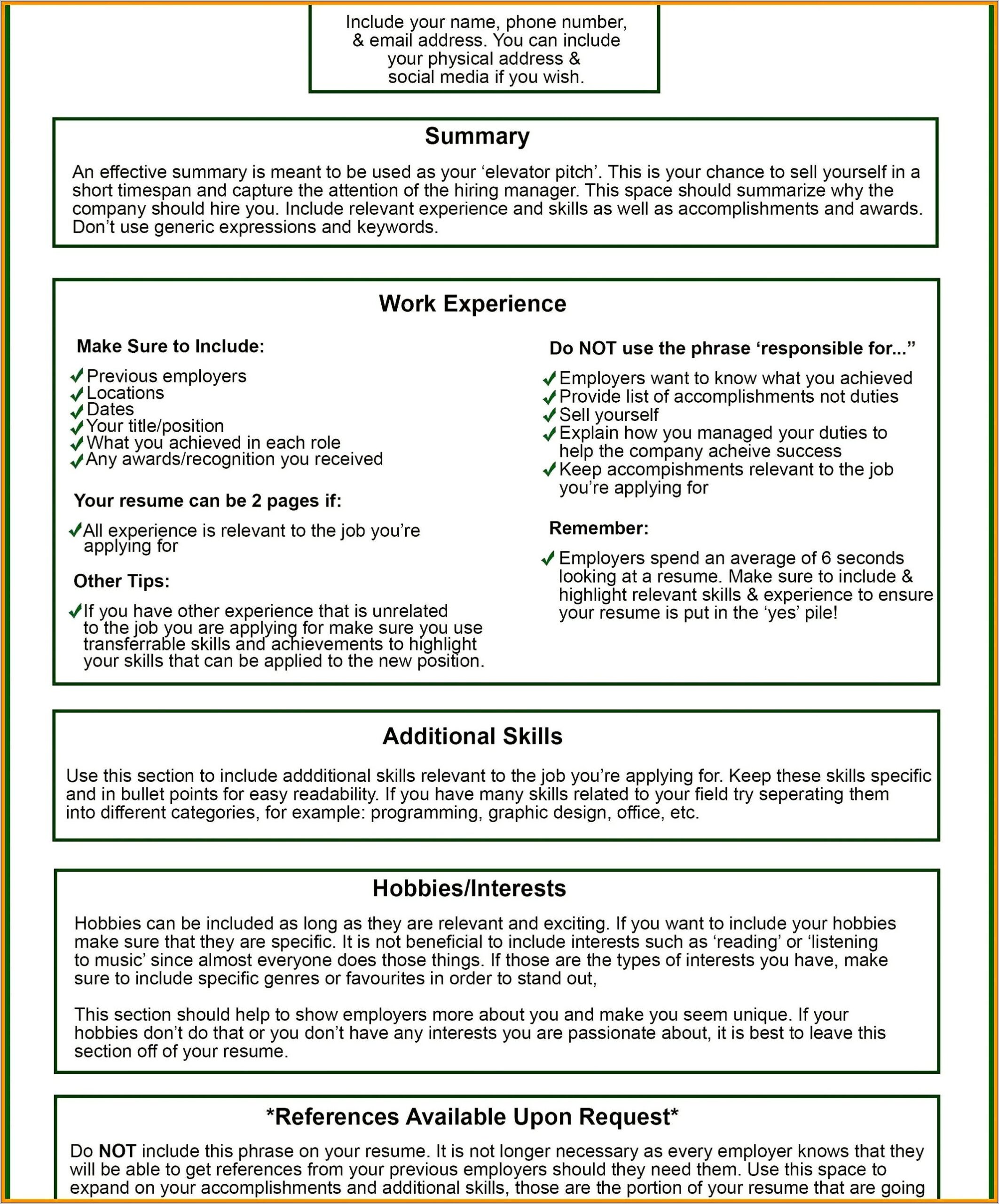 Examples Of Hobbies And Interests In Resume