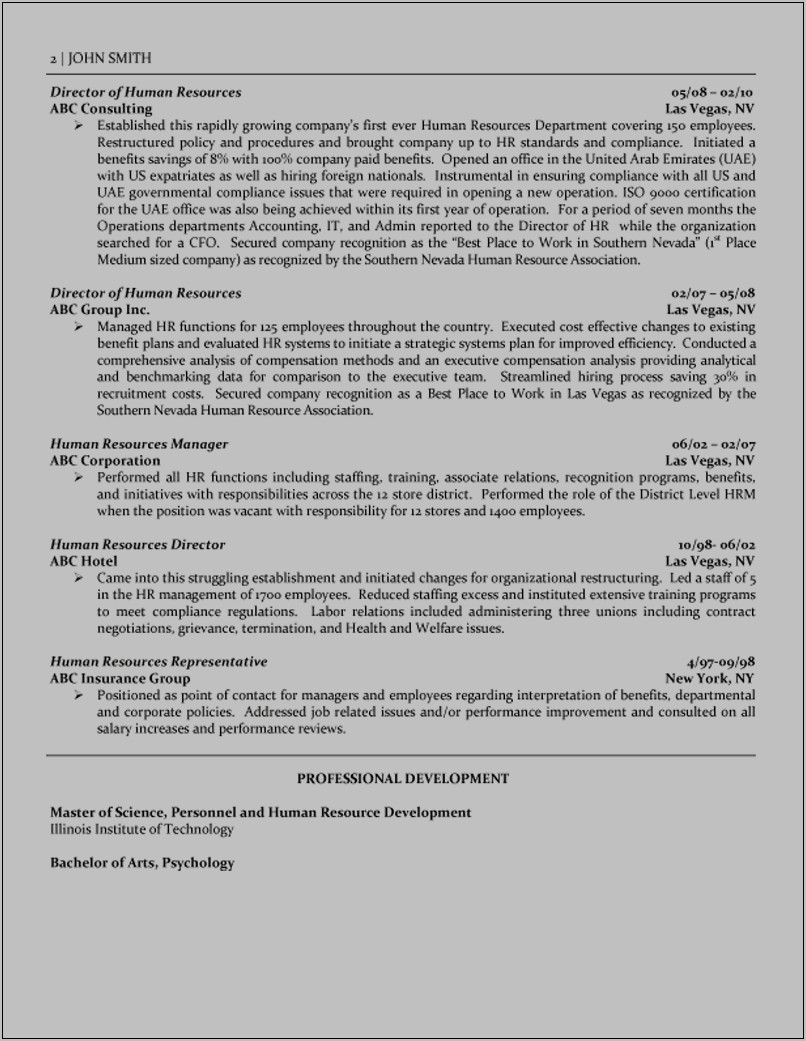 Examples Of Human Resources Director Resumes