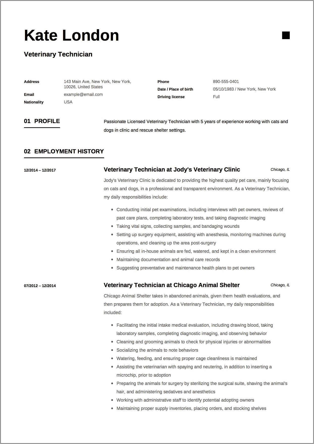 Examples Of Kennel Assistant Resume No Experience