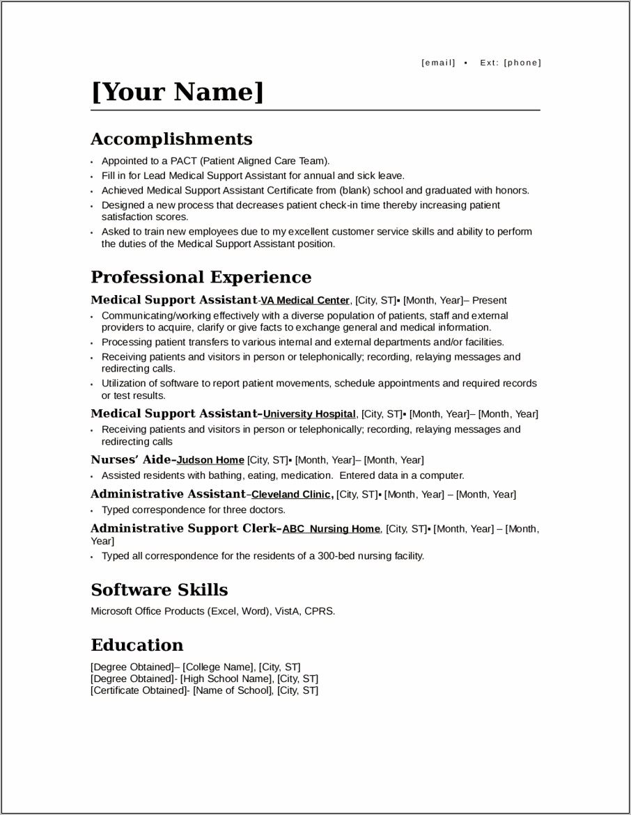 Examples Of Medical Objective In Resume