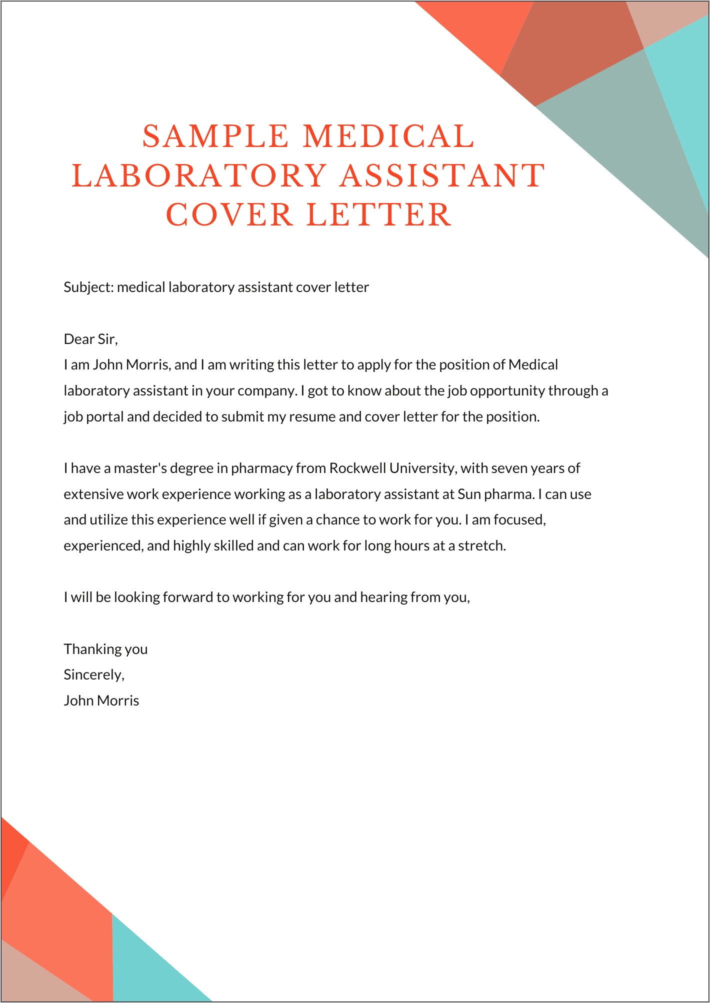 Examples Of Medical Resume Cover Letters