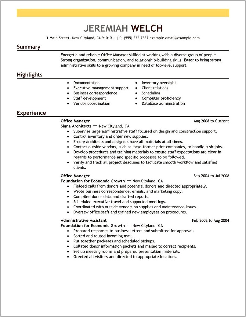 Examples Of Objectives On Resumes For Health Administrator