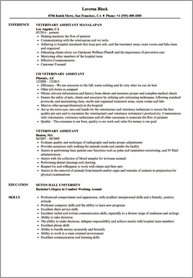 Examples Of Patient Care Technician Resume