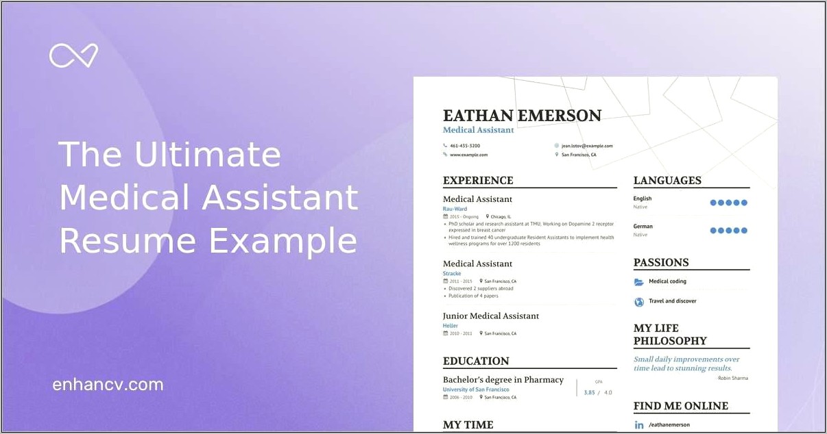 Examples Of Professional Resumes For Medical Assistants