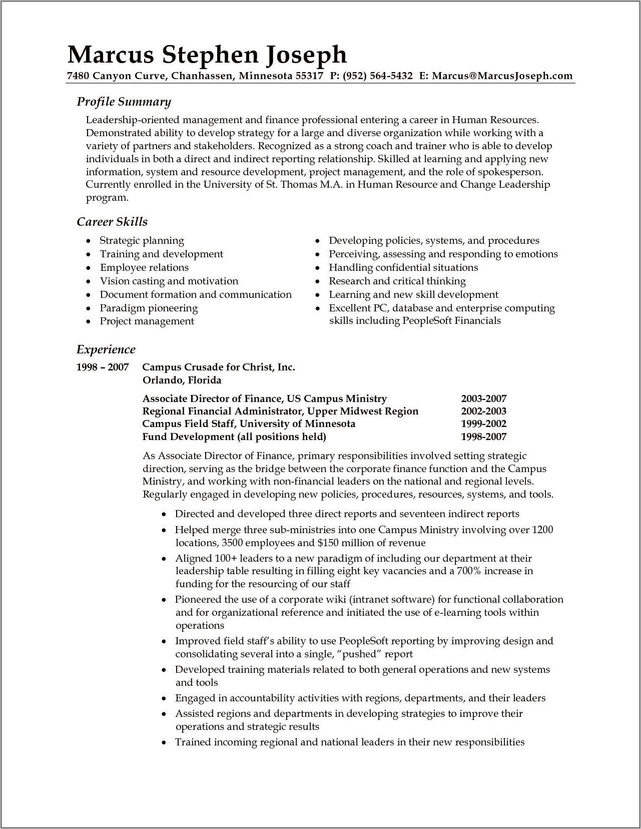 Examples Of Proffecional Summaries For A Resume