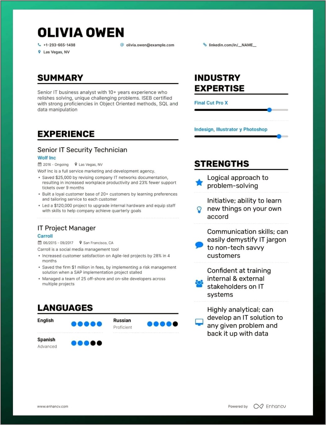 Examples Of Proficiencies Section On A Resume