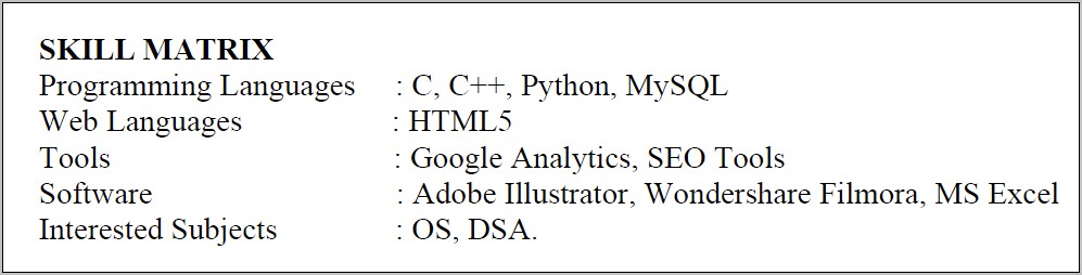 Examples Of Programming Langues On A Resume