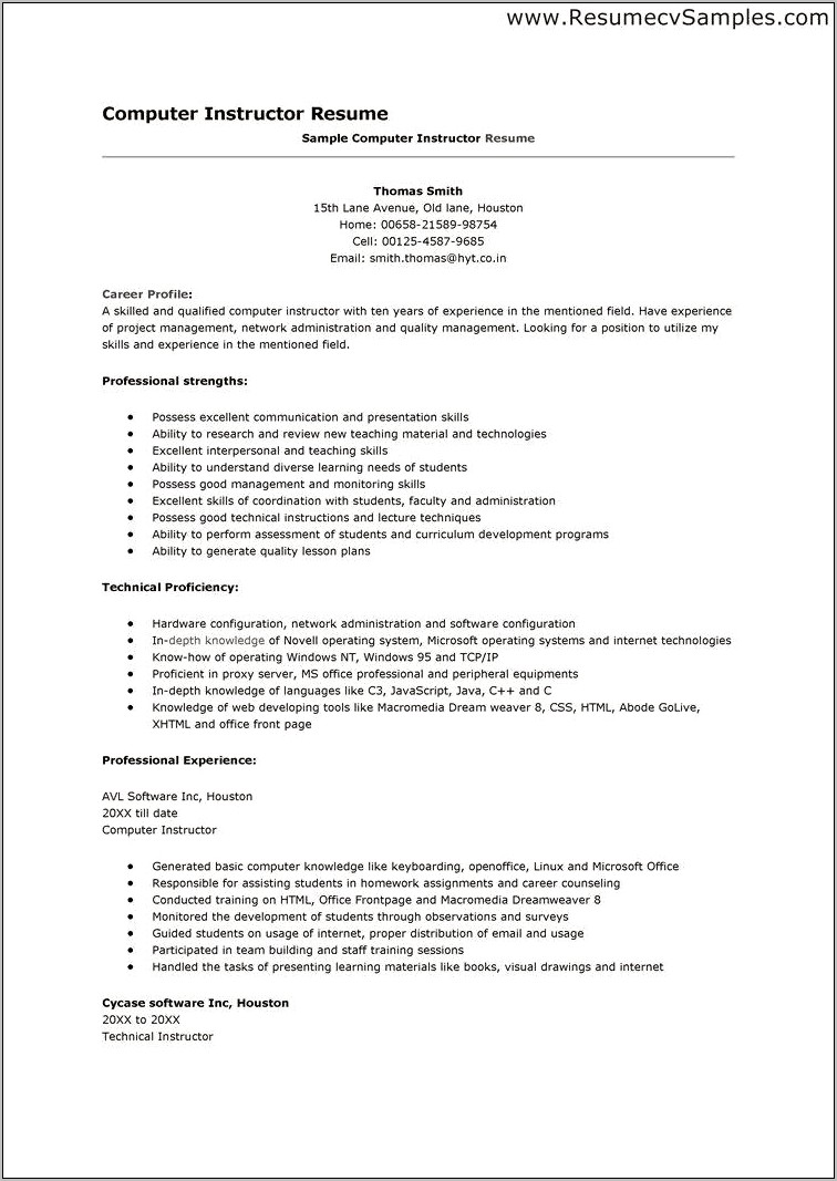 Examples Of Resume Computer Skills Section