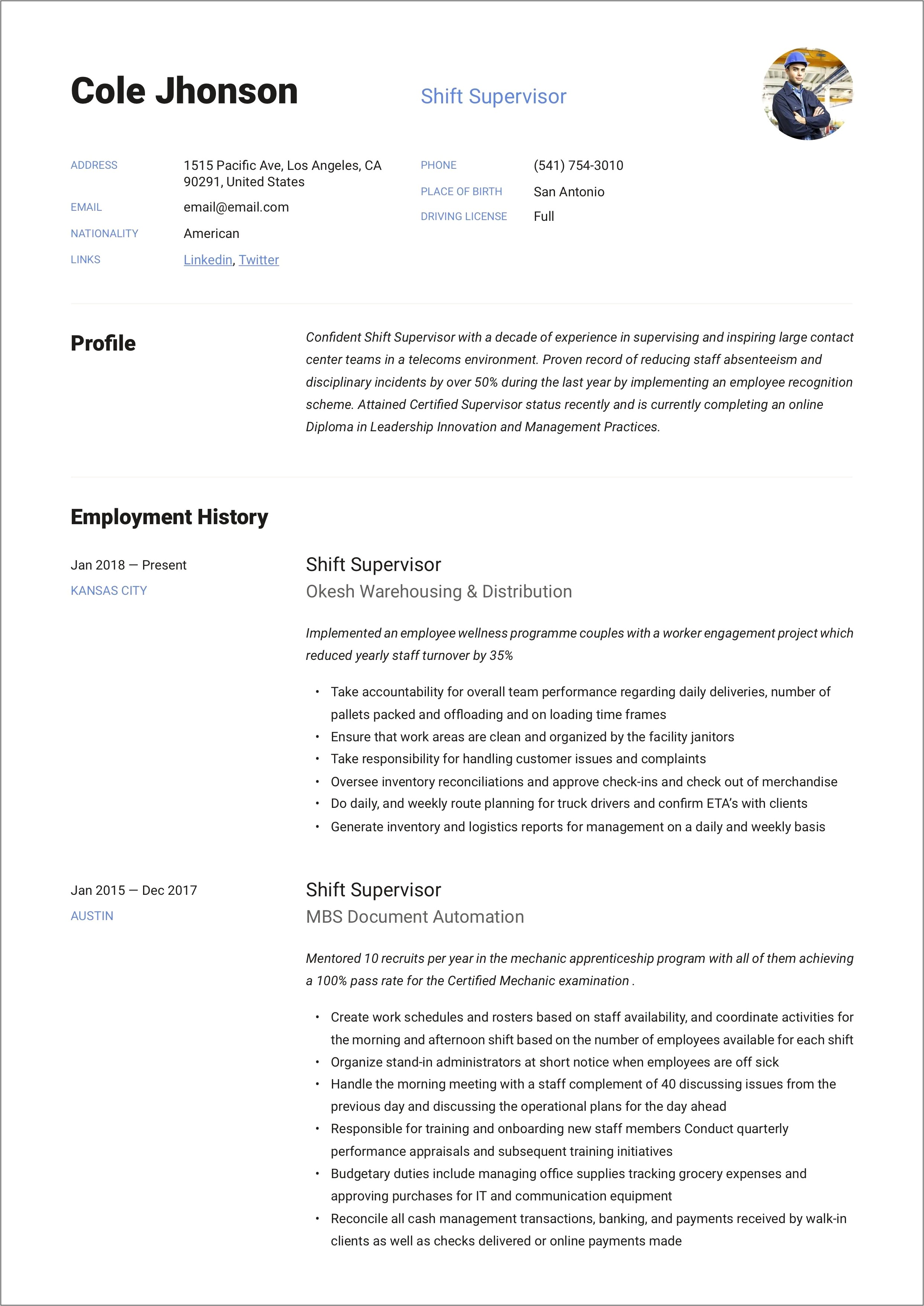 Examples Of Resume For Over 50
