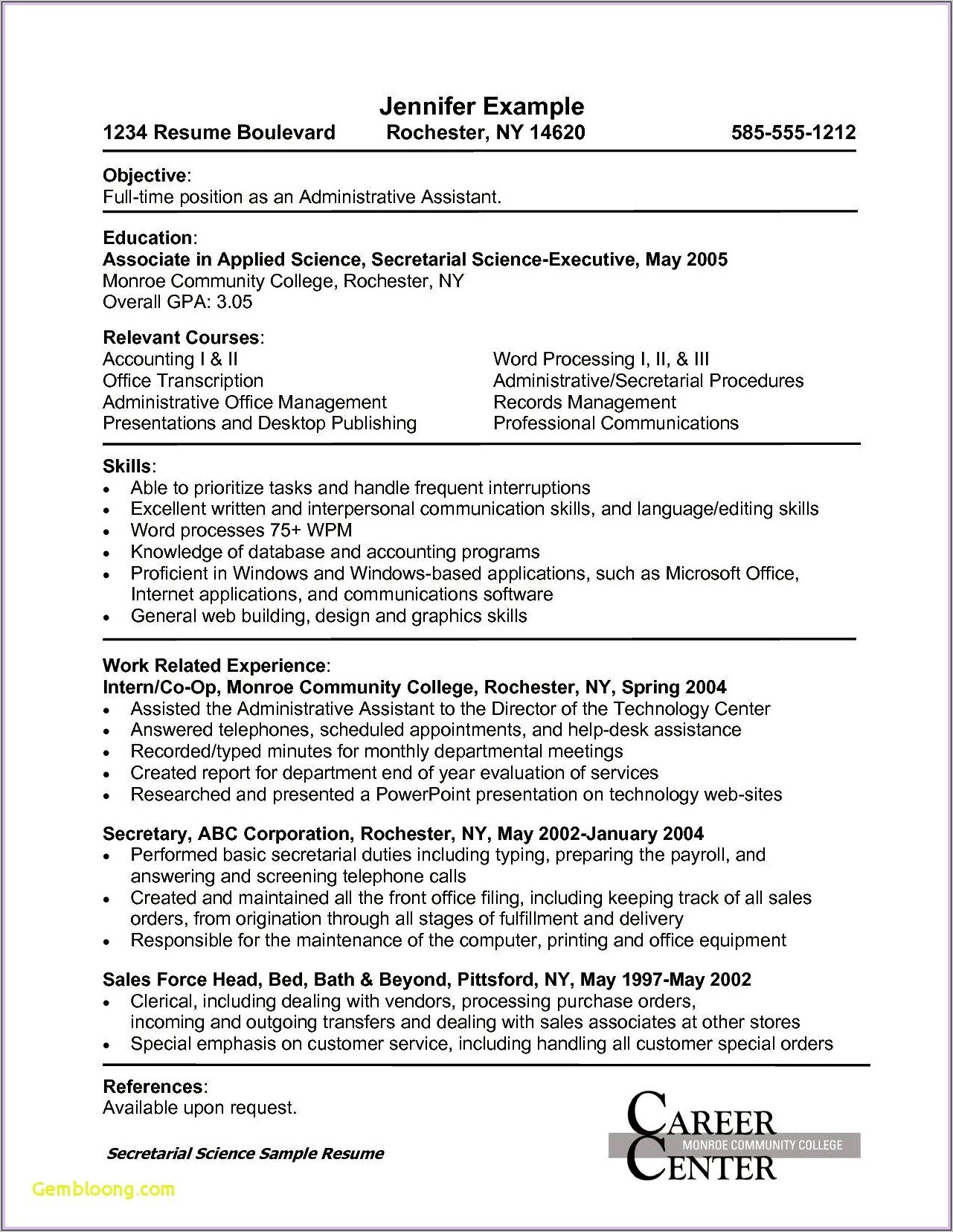 Examples Of Resume Headline For Administrative Assistant