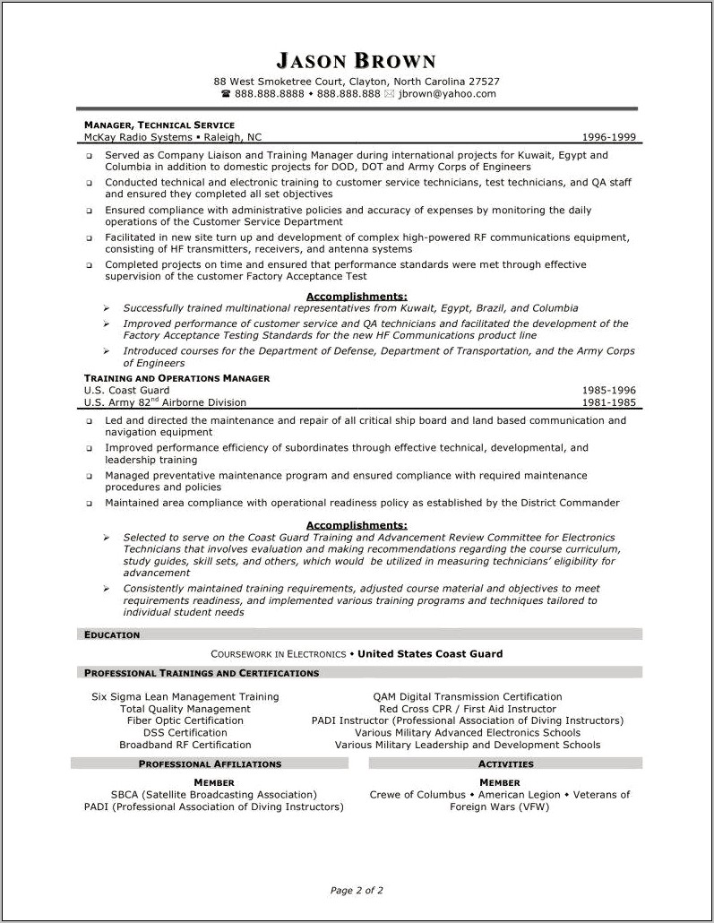 Examples Of Resume Objective For Customer Service