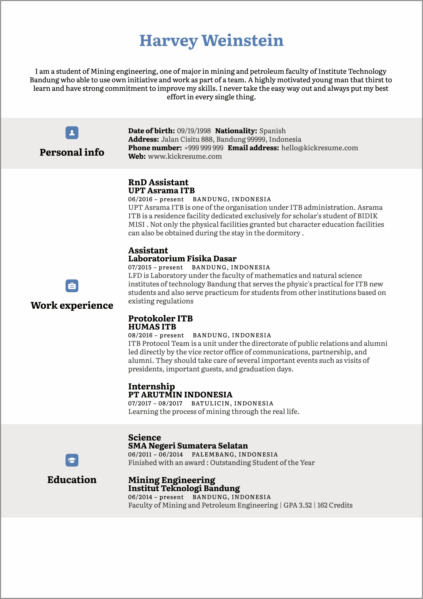 Examples Of Resume Personal Statements Engineering Cv