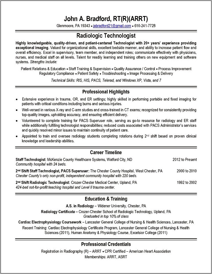 Examples Of Resumes For Limited X Ray Tech