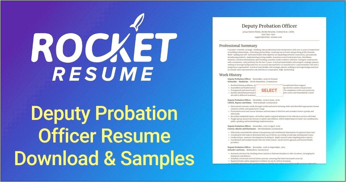 Examples Of Resumes For Probation Officers