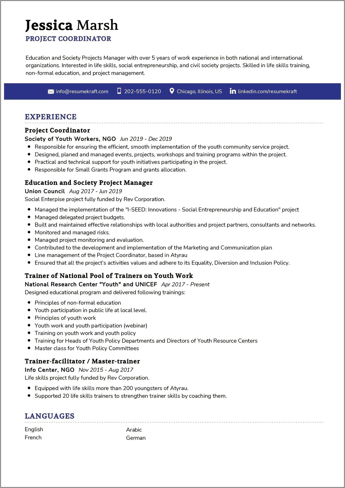 Examples Of Resumes For Project Coordinators