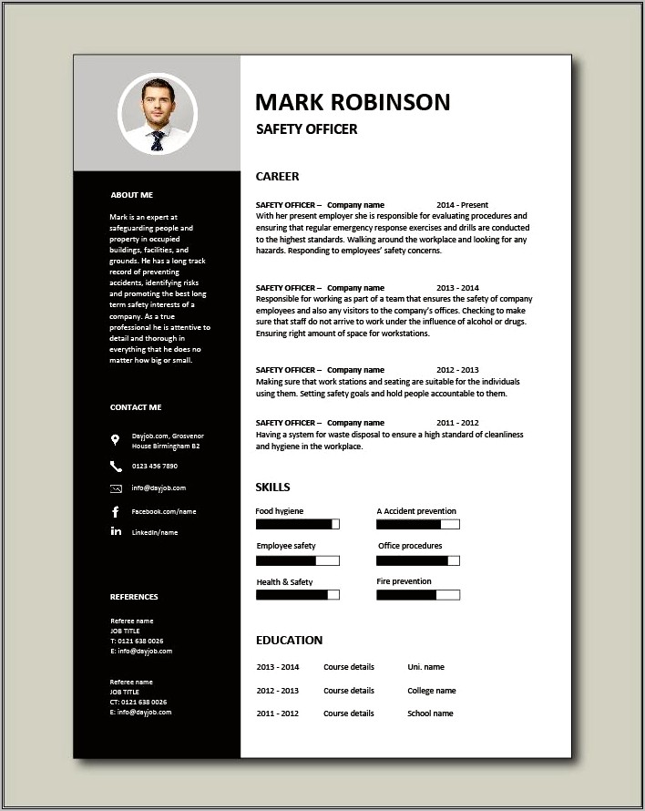 Examples Of Resumes For Safety Professionals