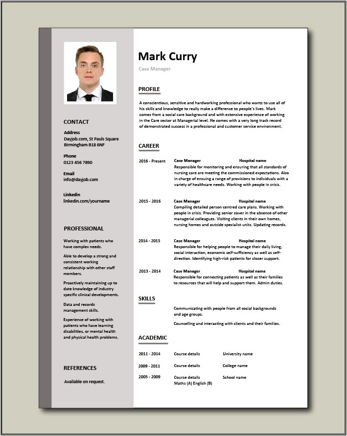 Examples Of Rn Case Manager Resume