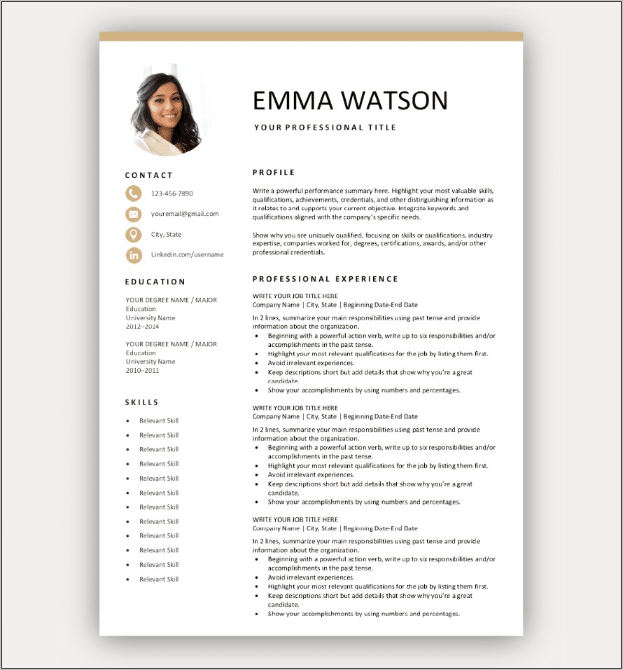 Examples Of Simple Resume For Job