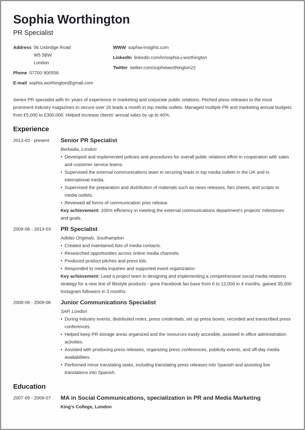 Examples Of Skill Summary On A Resume