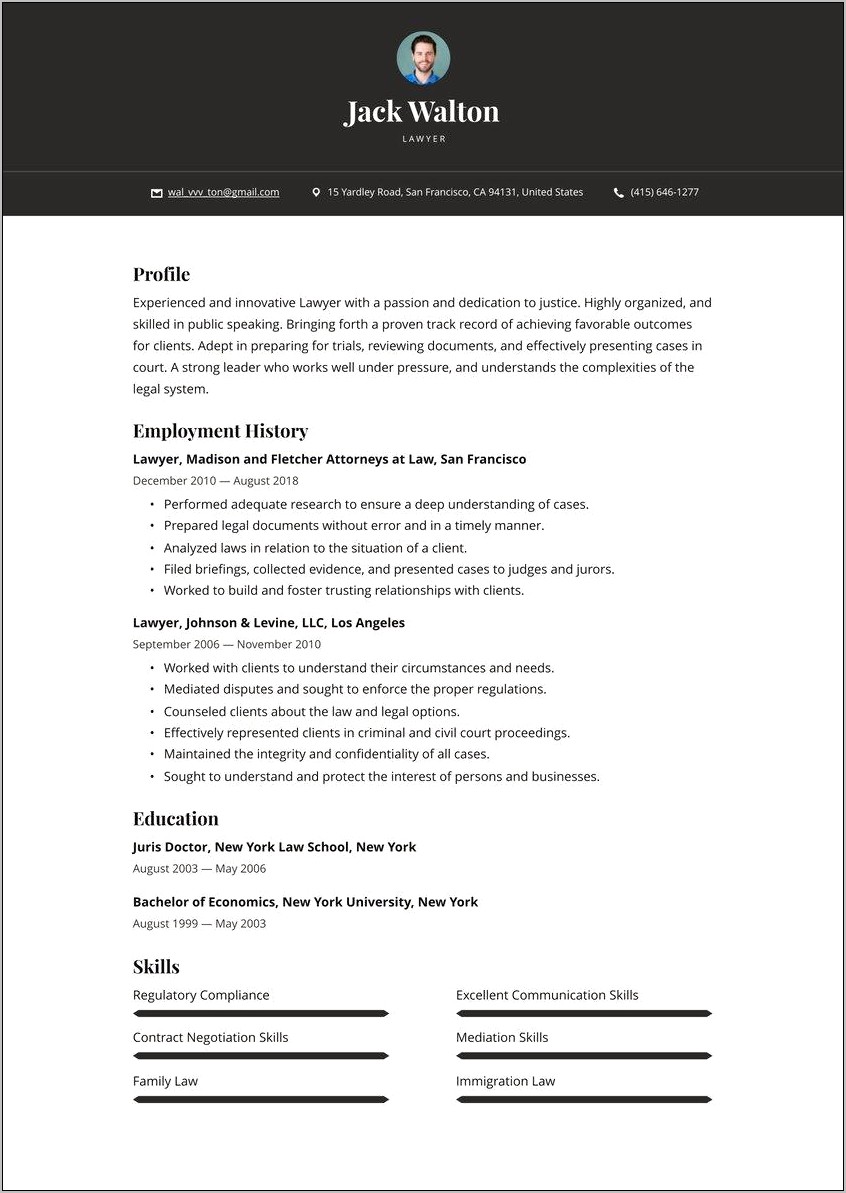 Examples Of Skills In Lawyer Resume