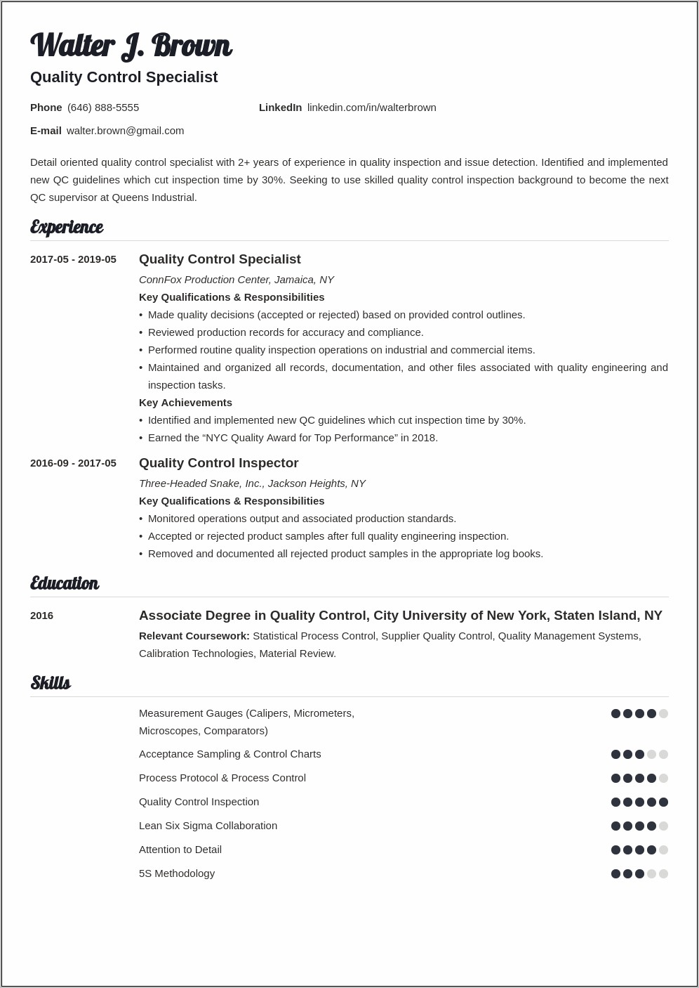 Examples Of Skills In Quality Resumes