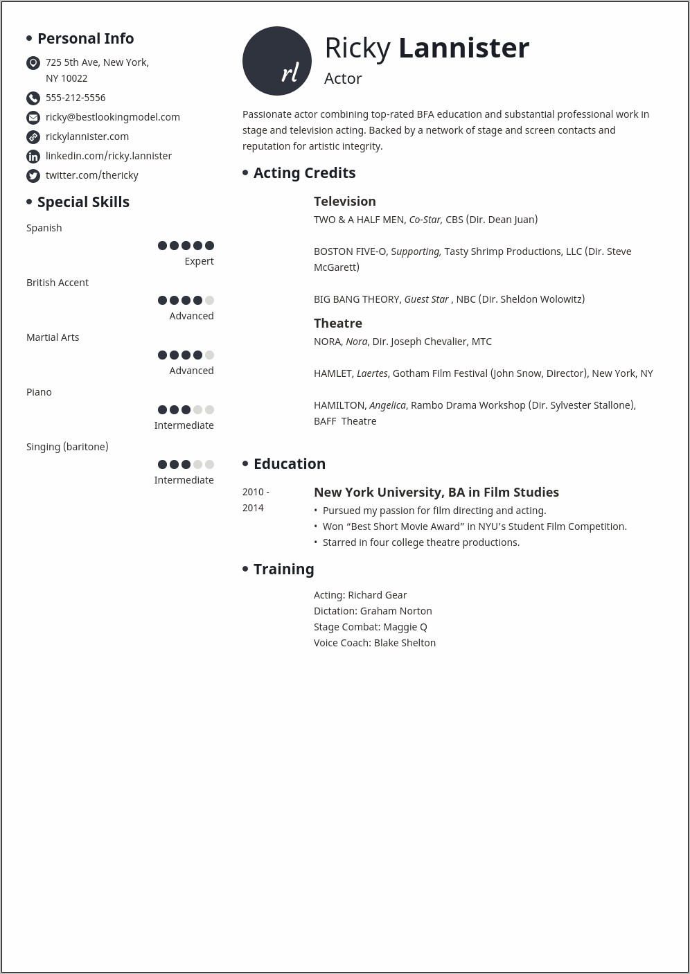 Examples Of Special Skills In A Resume