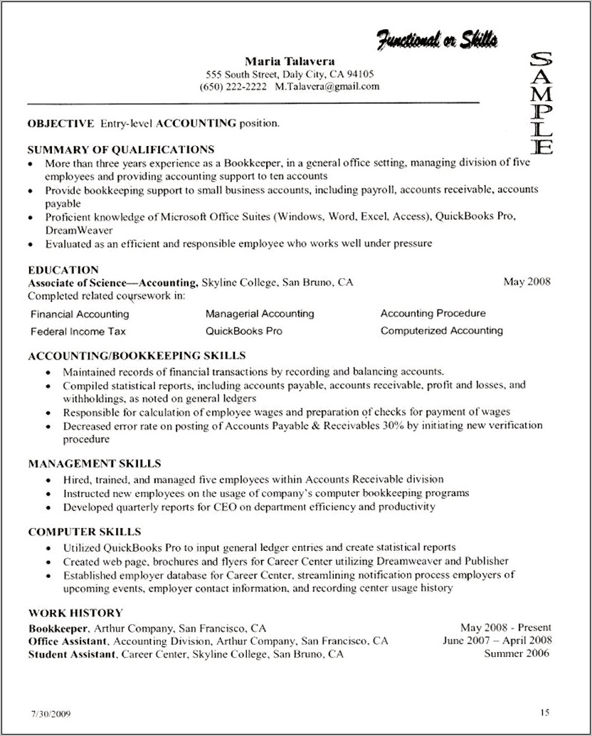 Examples Of Summary Of Skills For Resume