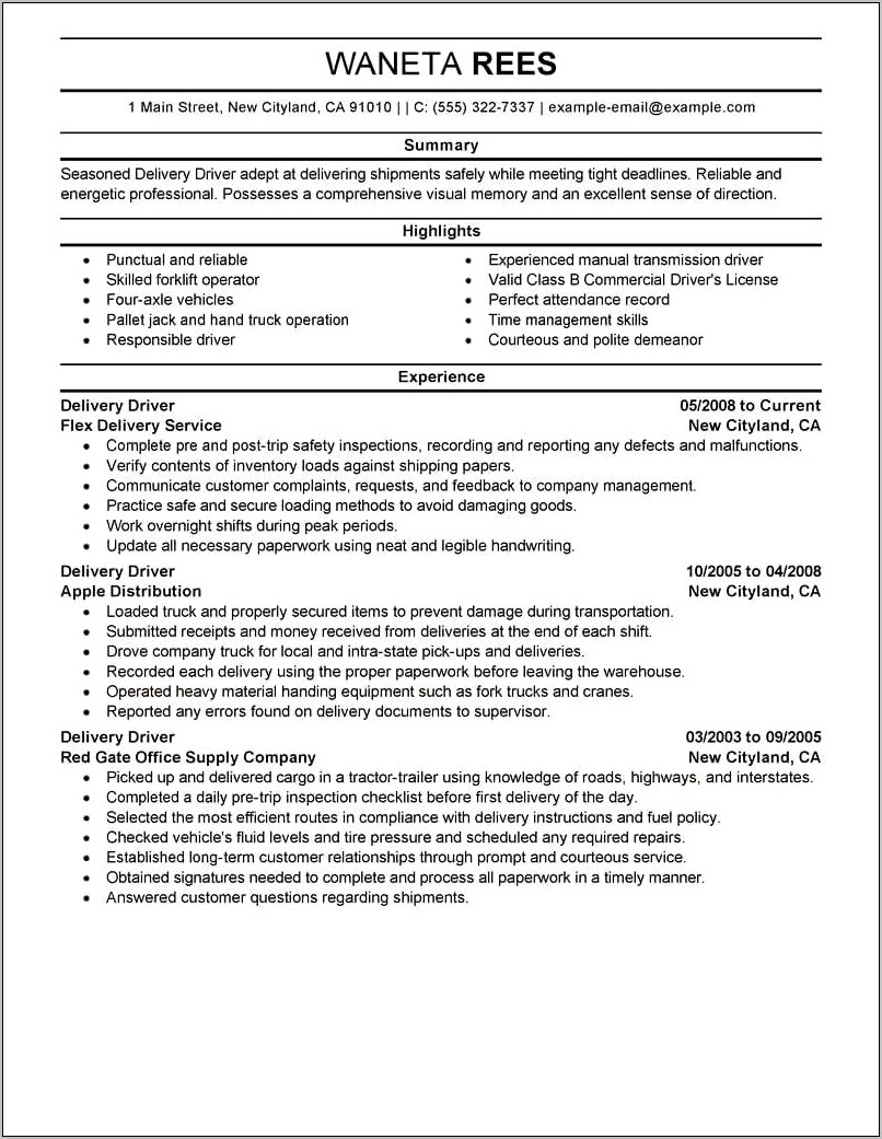 Examples Of The Perfect Food Indusrty Resume