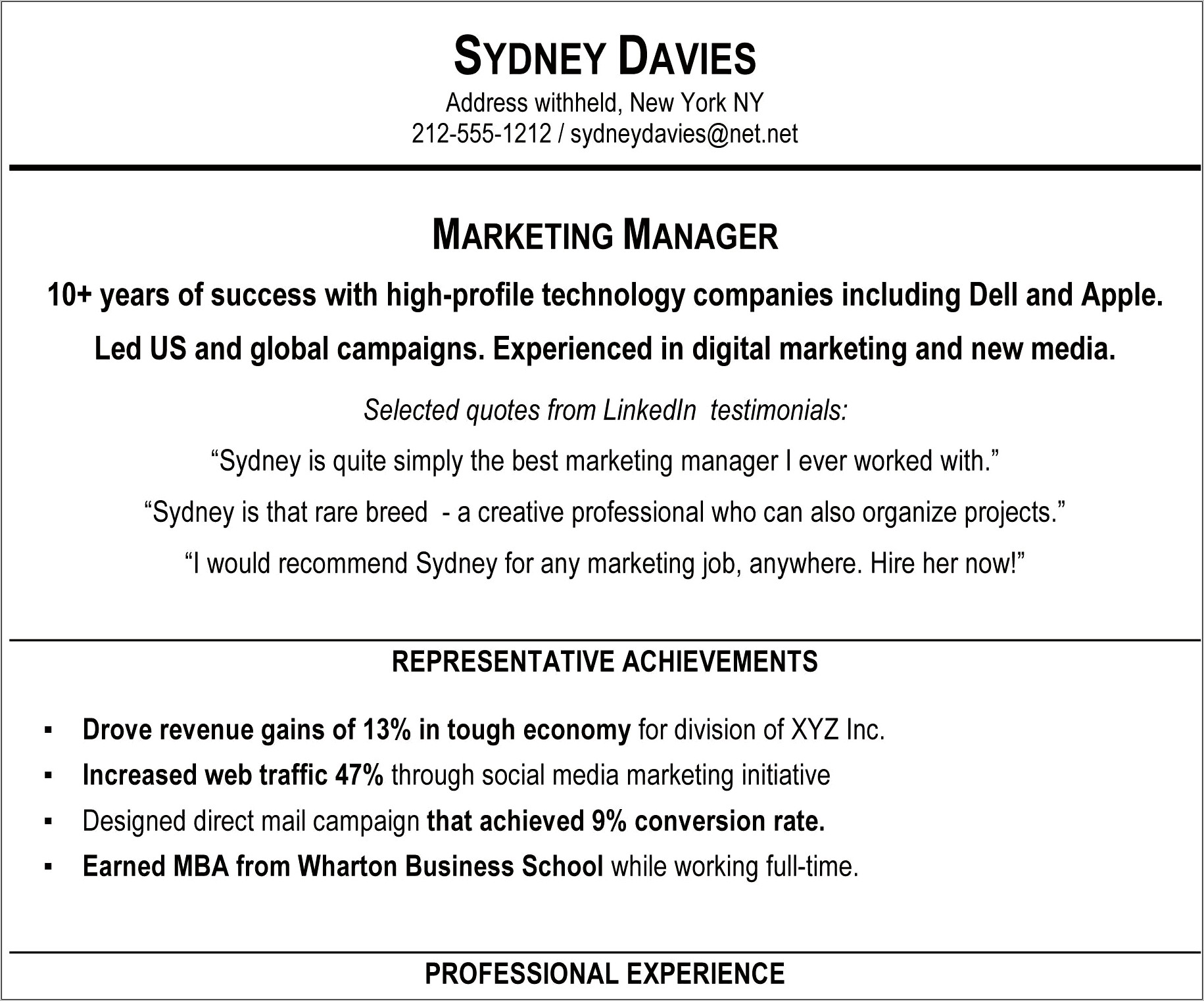 Examples Of The Summery For A Resume