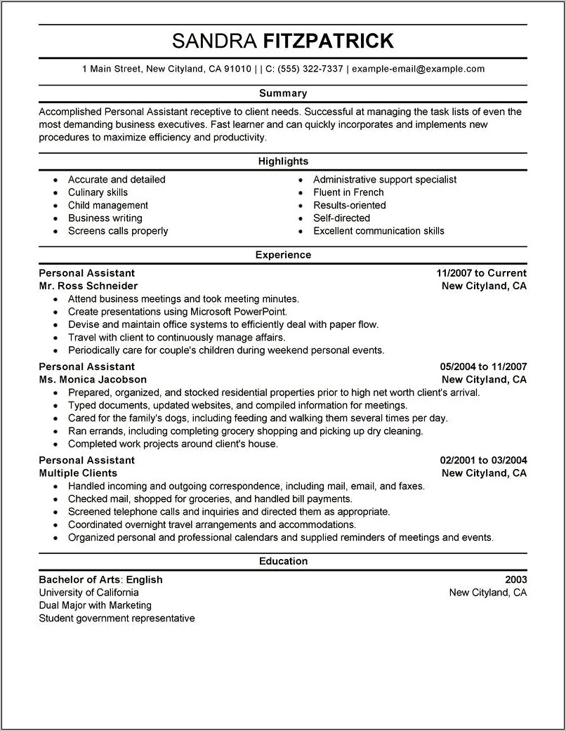 Examples Of Well Written Resume Profiles