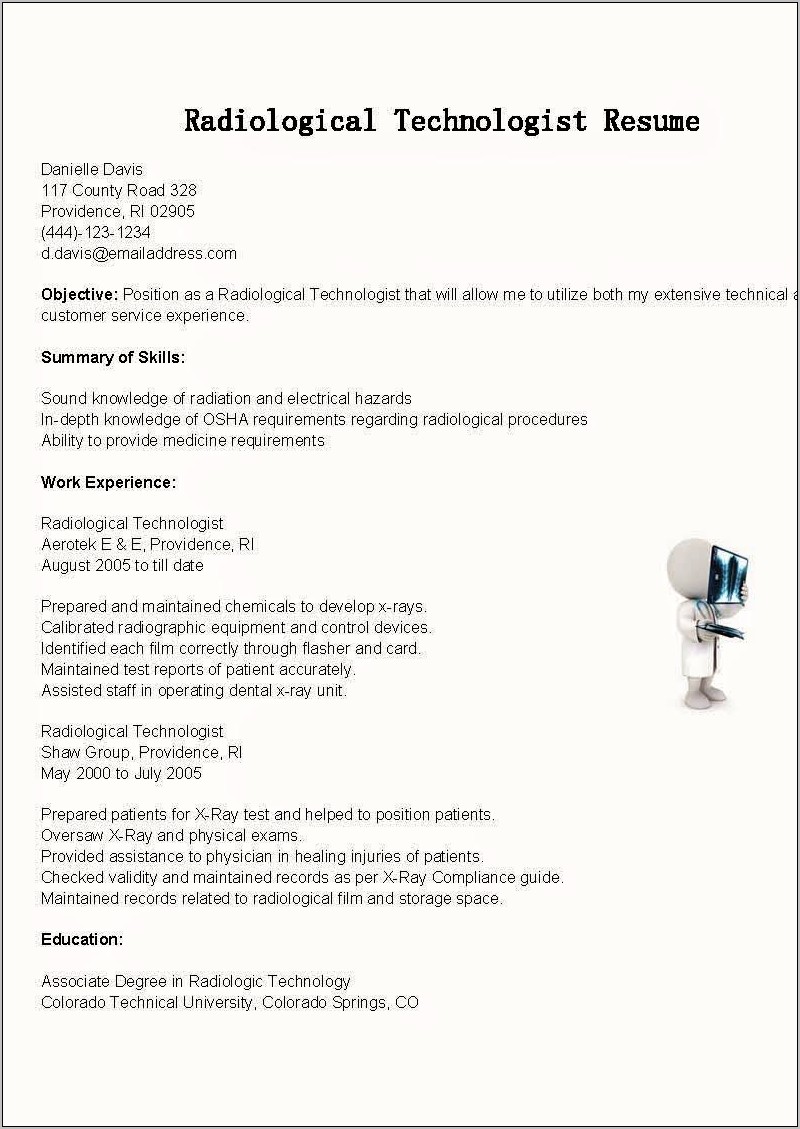 Examples Of X Ray Tech Resume