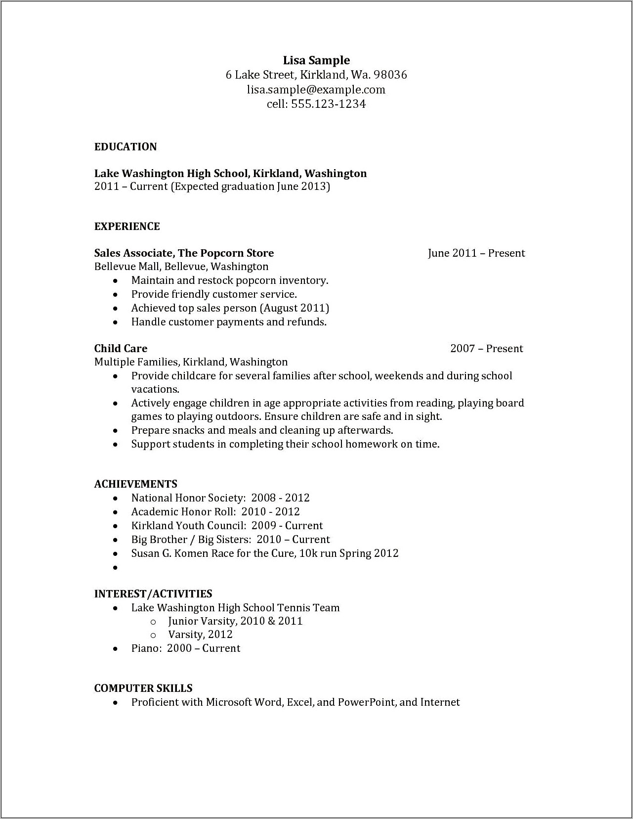 Examples Of Youth Objectives For Resumes