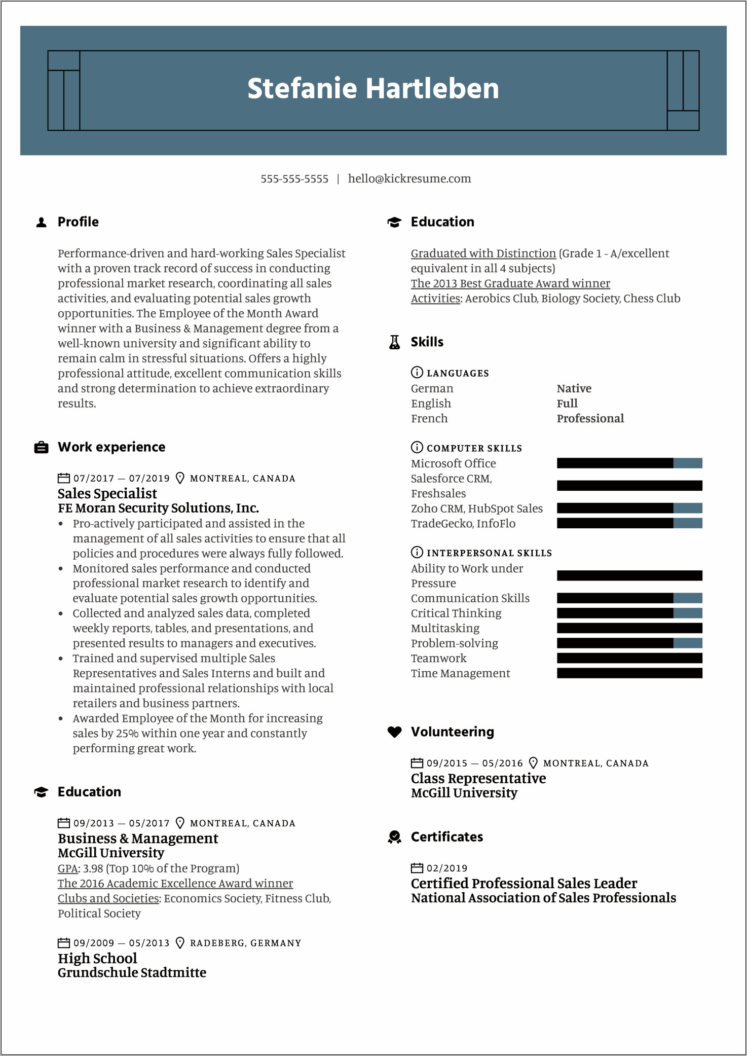 Examples Skills For Resume In Sales