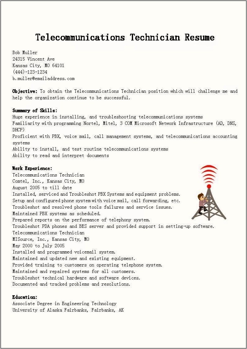 Examples Summary For Resume For Telecommunications