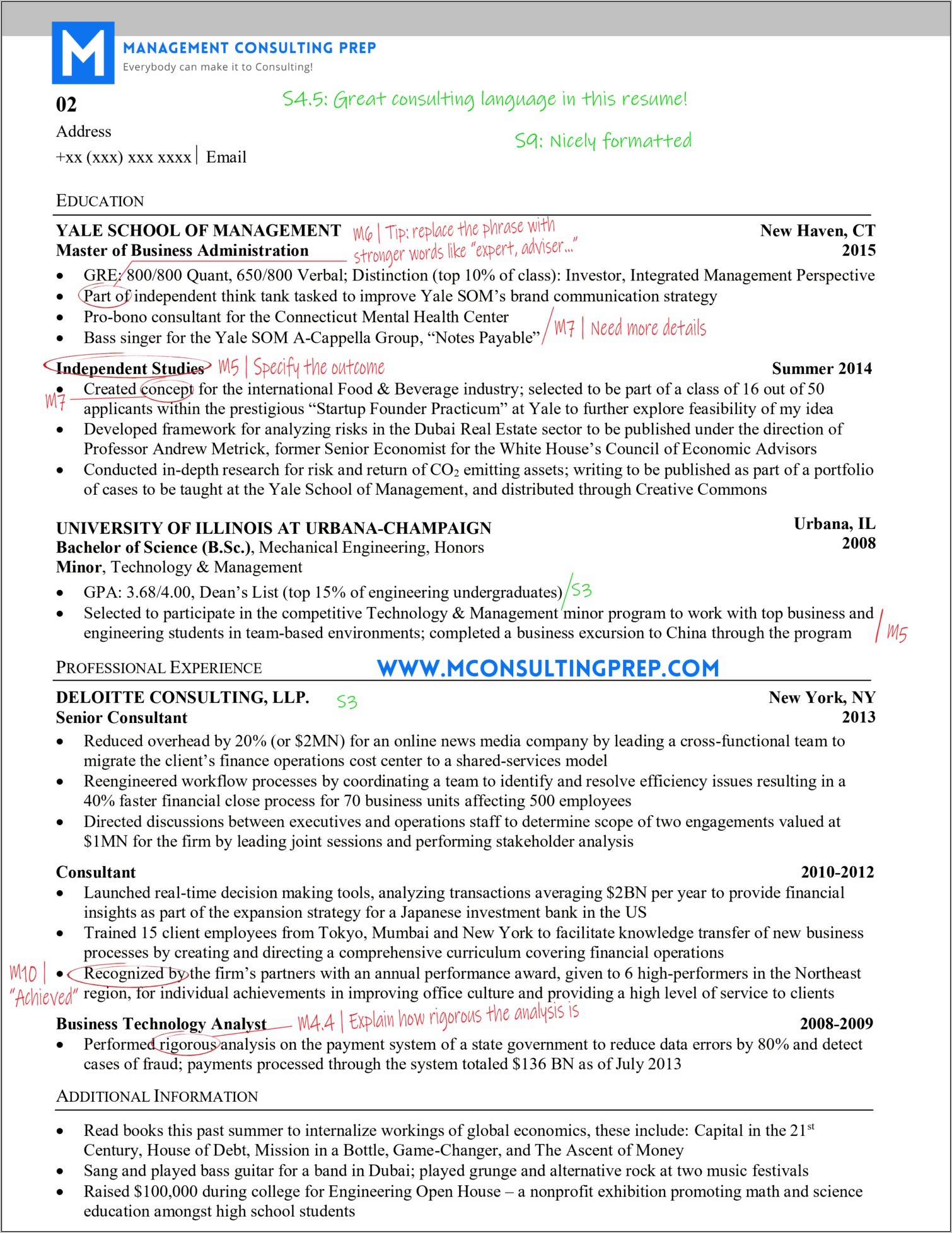 Exaples Of Resume Summary Statements Consulting