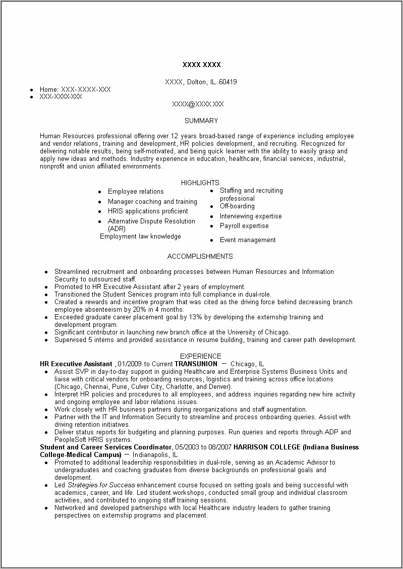 Executive Administrator Resume With Other Experience