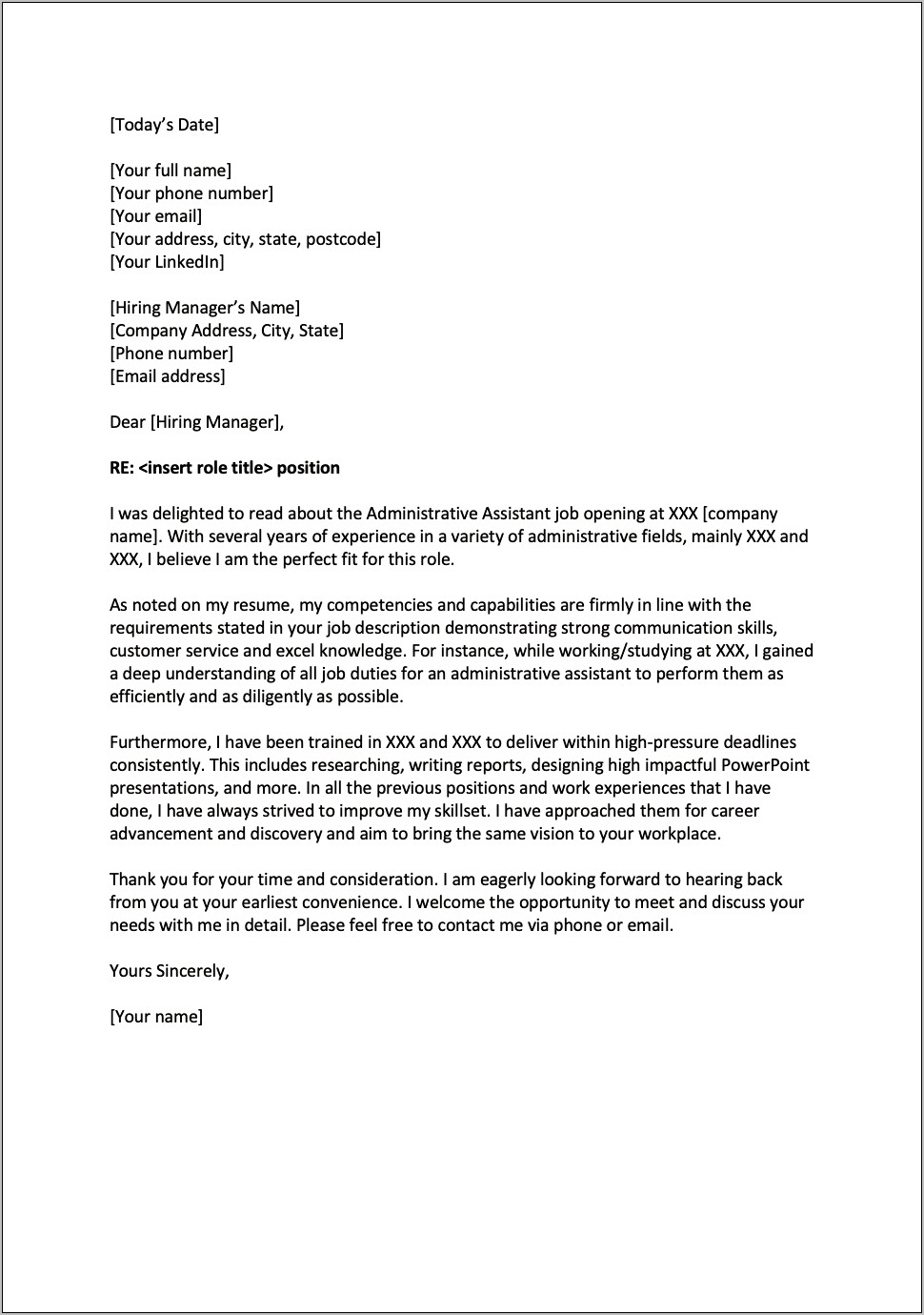 Executive Assistant Resume Cover Letter Examples
