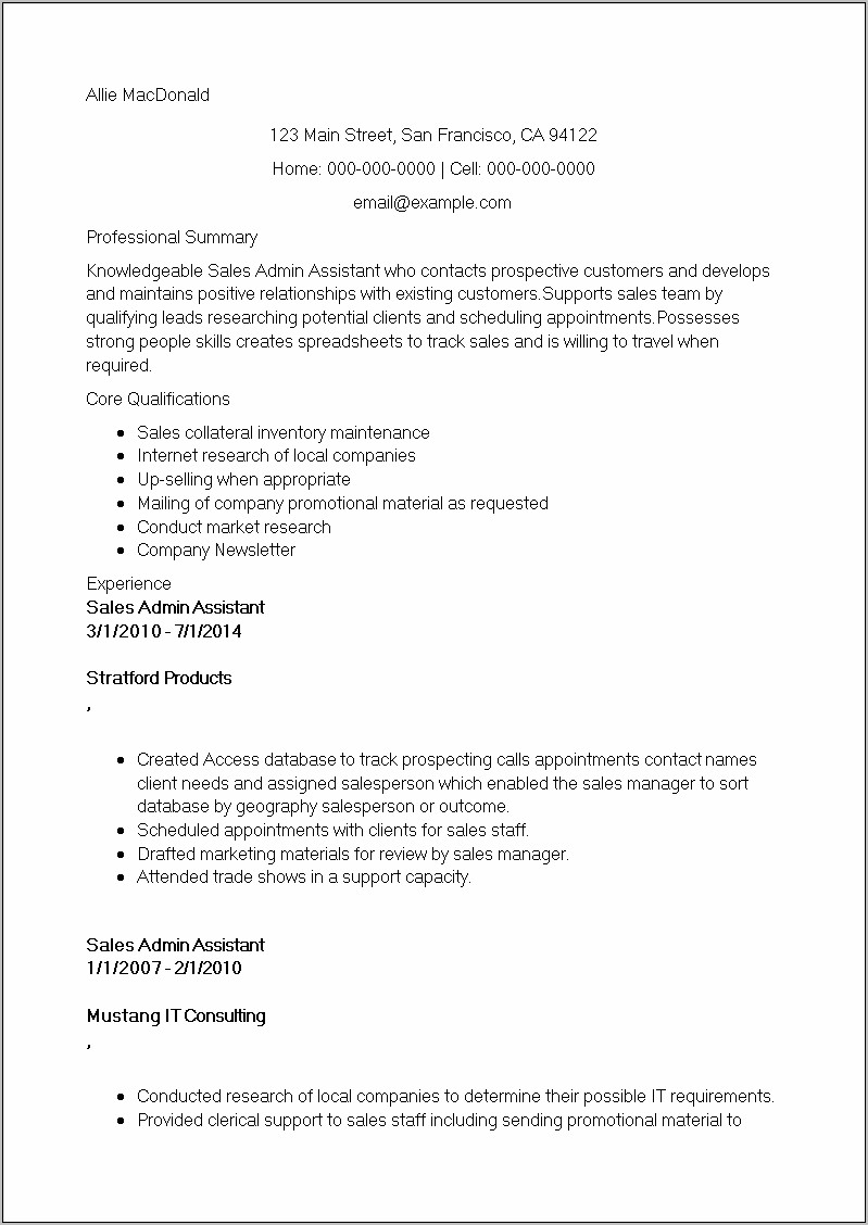 Executive Assistant Summary Of Qualifications Sample Resume