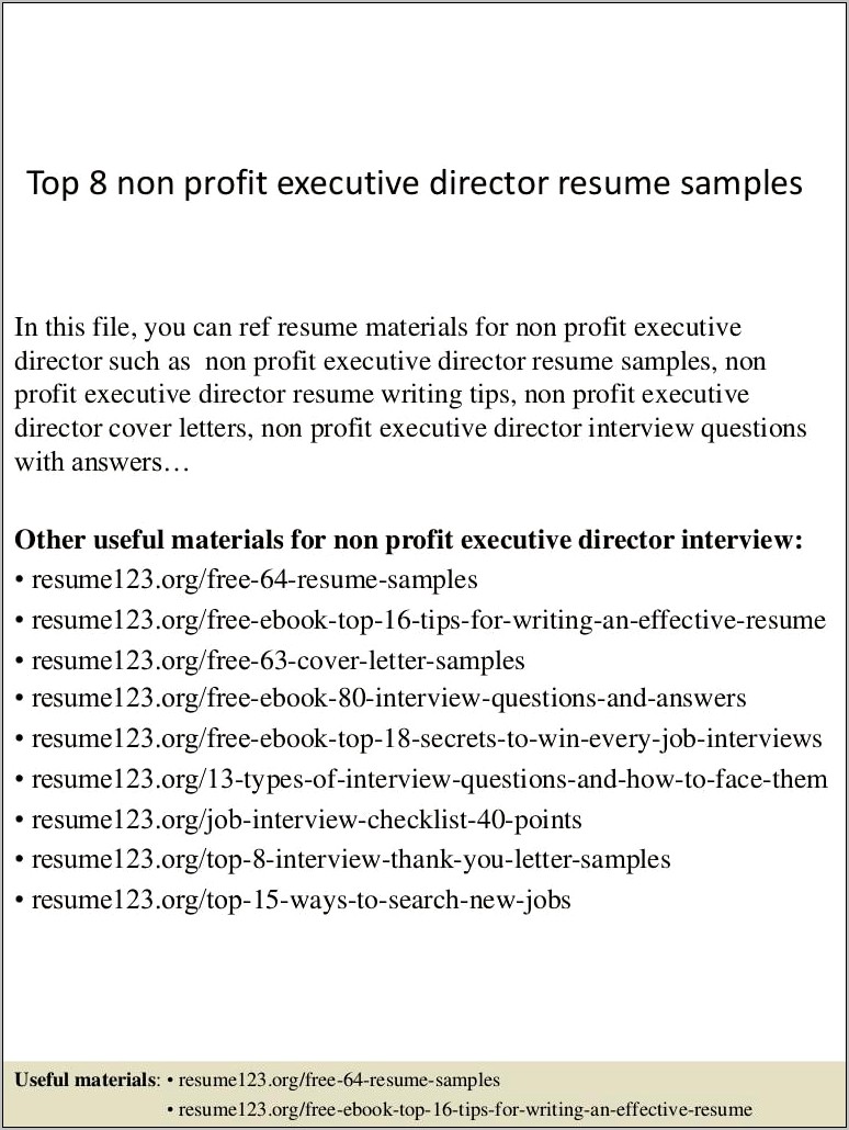 Executive Director Non Profit Resume Template