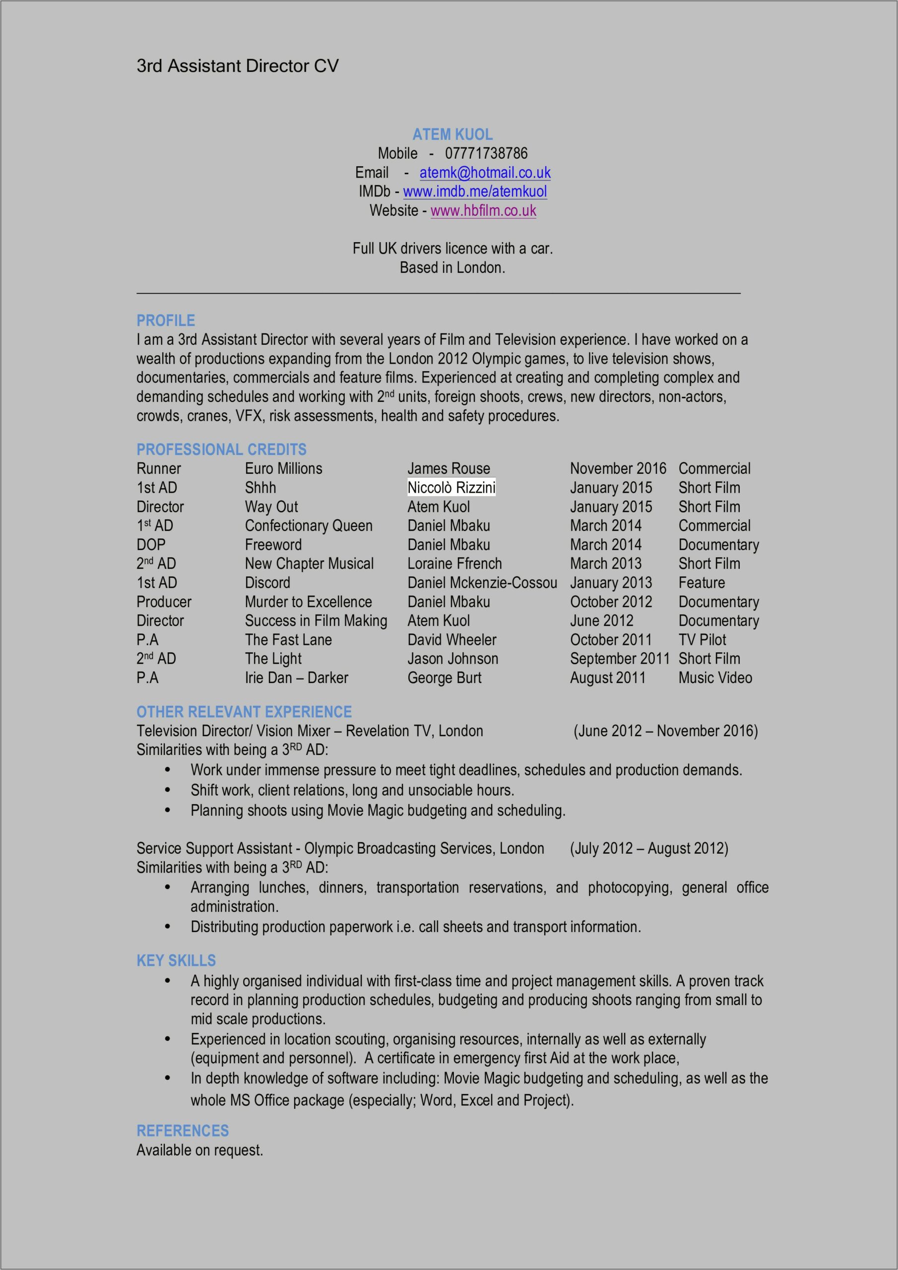 Executive Office Manager Theatre Job Description For Resume