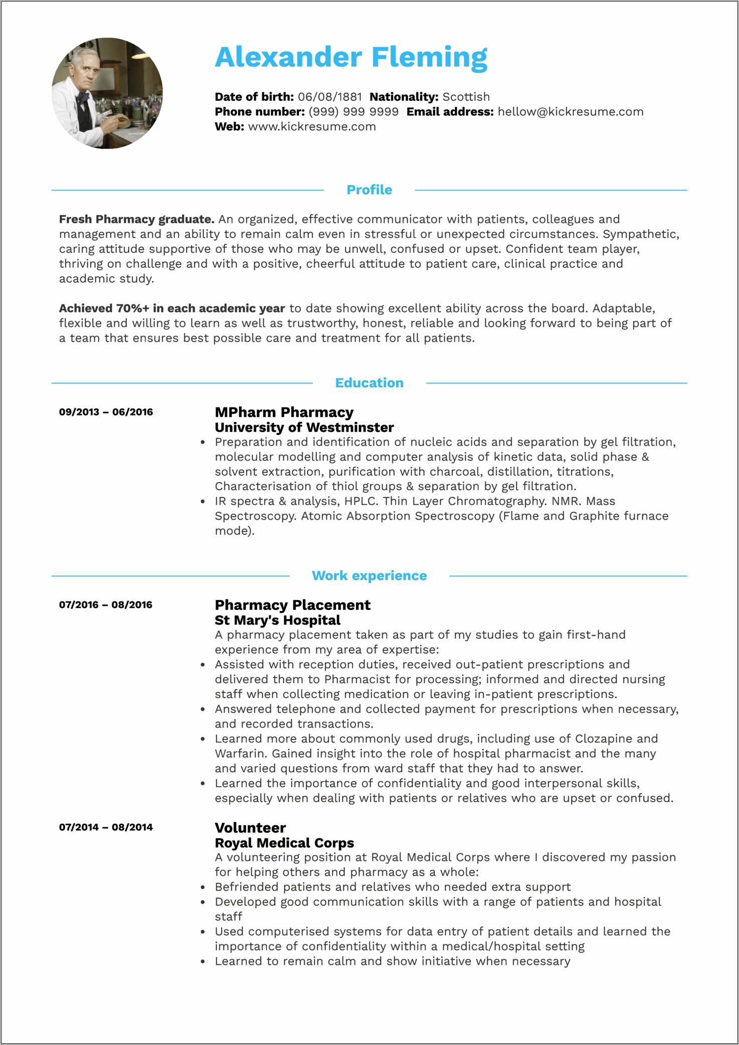 Experience Examples On A Pharmacy Technician Resume