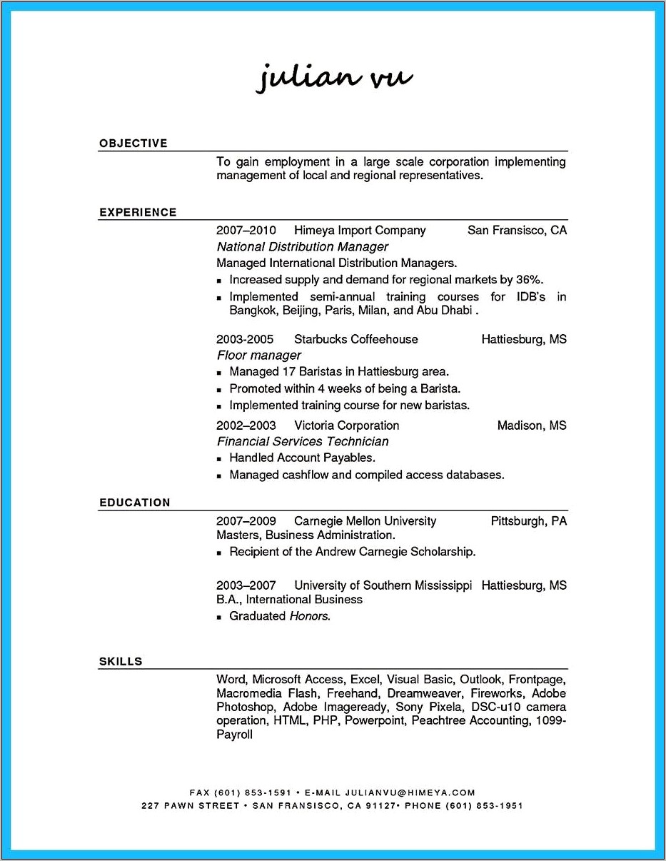 Experience Floor Manager Job Description For Resume